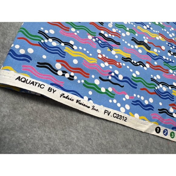 Aquatic By Fabric Visions Inc. Cotton Fabric 18" x 41" Multicolor Wavy Dot Patte - Picture 3 of 5